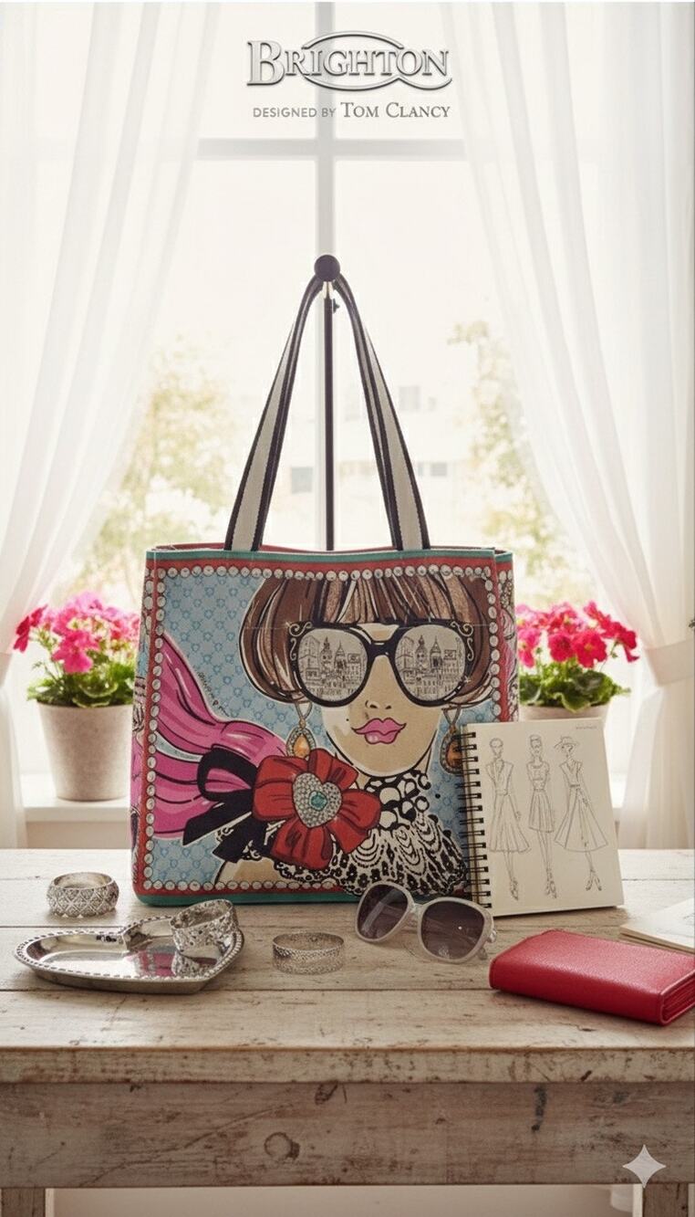 ✨ Brighton Fashionista "Sparkle and Shine" Tote – Art by Tom Clancy ✨